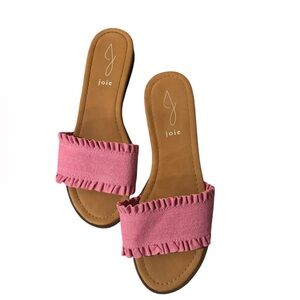 Joie Eidel Spring Summer Canvas Ruffle Slide Sandals Barbie Pink Size 8